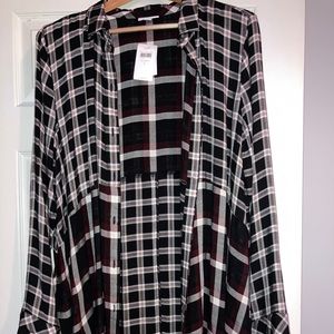 Women’s button down plaid blouse